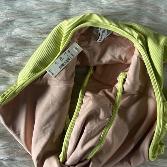 NWT Madewell Second Wave Ribbed Halter One-Piece Swimsuit in Exotic Pear - Picture 8 of 13